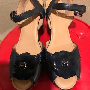 Coach Poppy Navy Blue Patent Elyssa Platforms 11